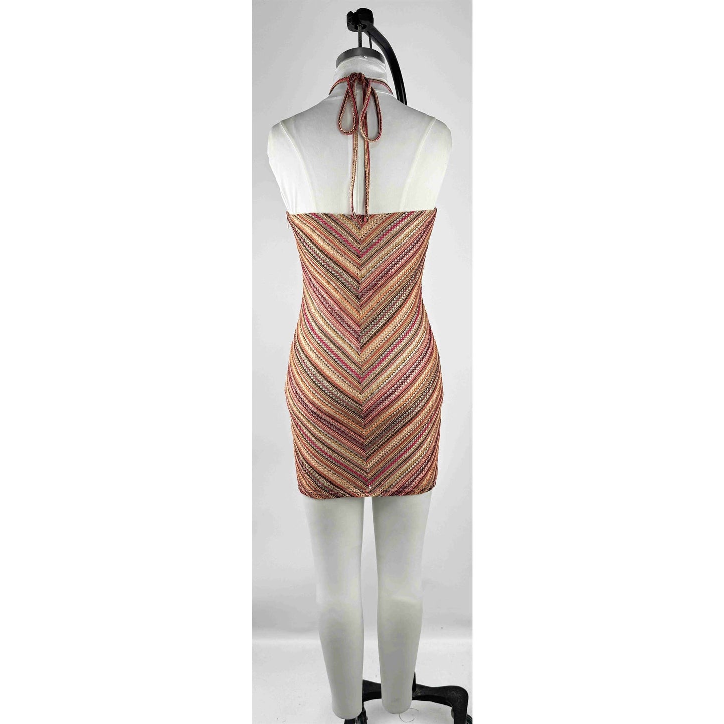 “The Kyle” Striped Missoni Halter Neck Mini Dress