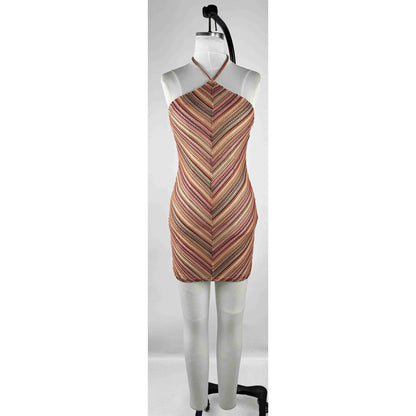 “The Kyle” Striped Missoni Halter Neck Mini Dress