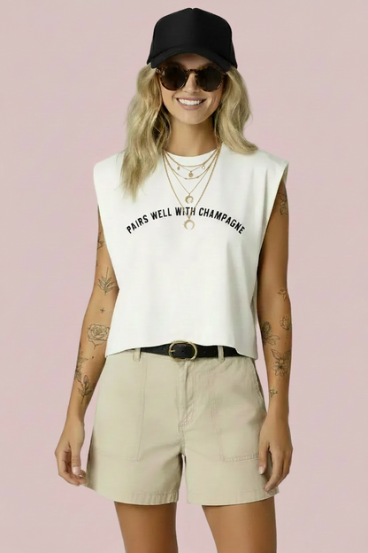 “The Ariana” Pairs Well with Champagne Garment Dyed Muscle Tee